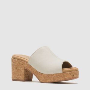 Hush Puppies Women's Cream Cork Platform Heeled Mules – Size 40