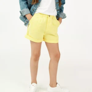 Fish & Chips Girls’ Yellow Turn-Up Shorts – Size 146