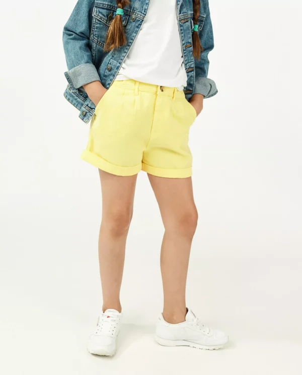 Fish & Chips Girls’ Yellow Turn-Up Shorts – Size 146