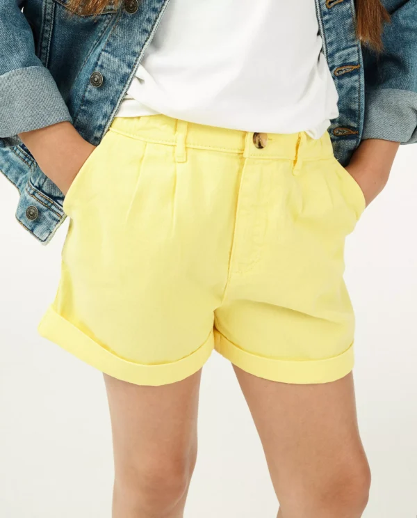 Fish & Chips Girls’ Yellow Turn-Up Shorts – Size 146