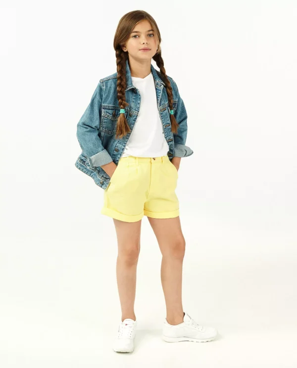 Fish & Chips Girls’ Yellow Turn-Up Shorts – Size 146