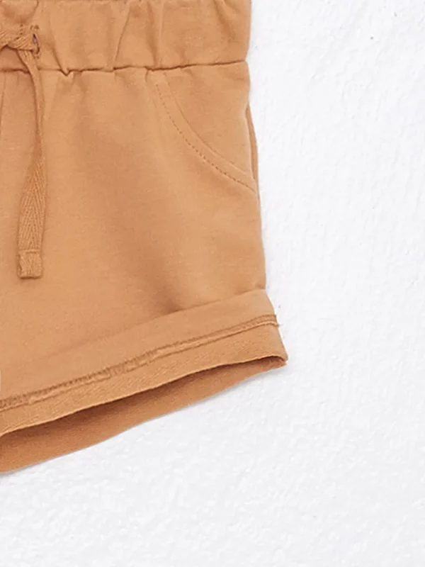 Besties Unisex Kids' Tan French Terry Drawstring Shorts Size 5-6 Y