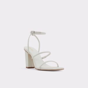 Aldo White Strappy Block Heel Sandal – Size 40 | Elegant & Minimalist