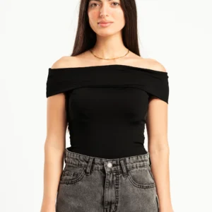 DAZY Black Off-Shoulder Fitted Top Size XL