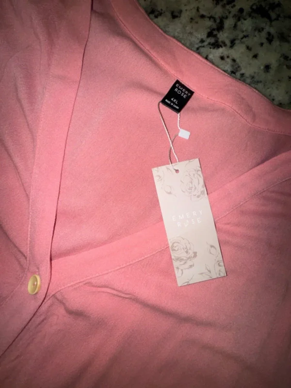 Women's Pink Button-Down Short Sleeve Shirt , Size XL