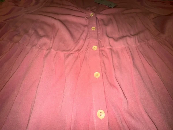 Women's Pink Button-Down Short Sleeve Shirt , Size XL