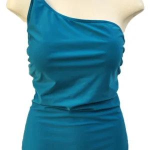 TU Women’s One-Shoulder Swimsuit – Bright Blue, Asymmetric Swimwear, Size 14