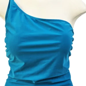 TU Women’s One-Shoulder Swimsuit – Bright Blue, Asymmetric Swimwear, Size 14