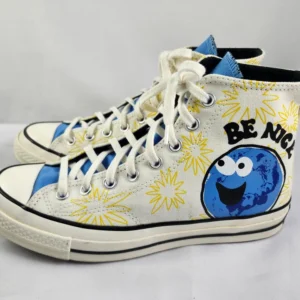 Unisex Converse High-Top Sneakers – Cookie Monster Graphic – Size 38