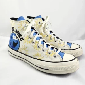 Unisex Converse High-Top Sneakers – Cookie Monster Graphic – Size 38