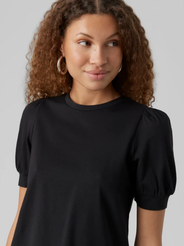 SHEIN Women's Black Puff Short Sleeve Crew Neck T-Shirt Size XS
