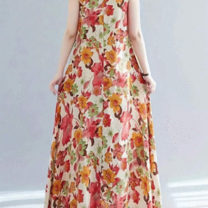 logiFirst M Floral Sleeveless Maxi Dress – Elegant Boho Blend for Summer