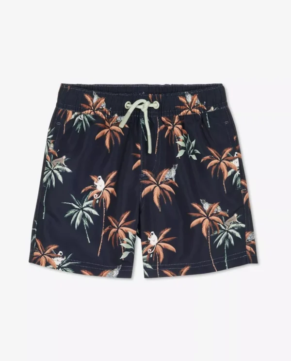 Kids Nation Boys' Black Palm Tree Print Swim Shorts Size 3-4 Y