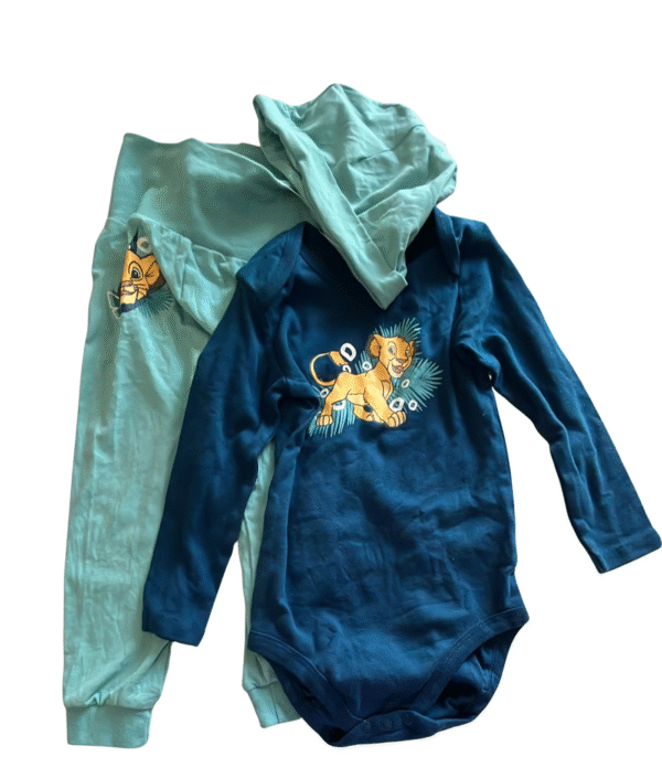 Disney Baby Simba Outfit Set – 2-Piece Lion King Bodysuit & Joggers with Hood, Size 86/92 (12–24 Months)