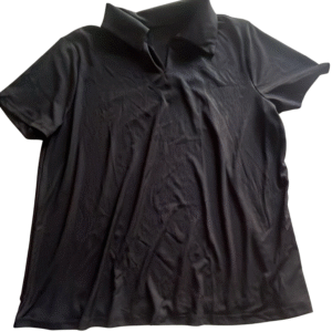 SHEIN Men’s Black Short Sleeve Collared Shirt – Casual Buttonless Pullover, Size XL