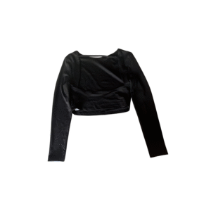 SHEIN Women’s Black Long Sleeve Crop Top – Stretchy Bodycon Fitted Top, Size M