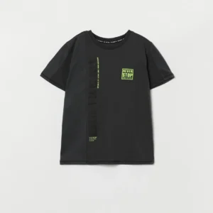 Lefties Kids' Never Stop Graphic T-Shirt - Black with Lime Green Print, Size for 7-8 Years