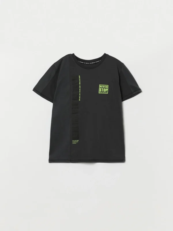Lefties Kids' Never Stop Graphic T-Shirt - Black with Lime Green Print, Size for 7-8 Years