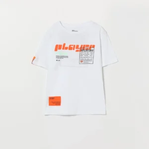 Lefties Graphic Print T-Shirt - White with OrangeRed Play Design
