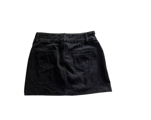Women's Black Denim Mini Skirt with Front Zippers