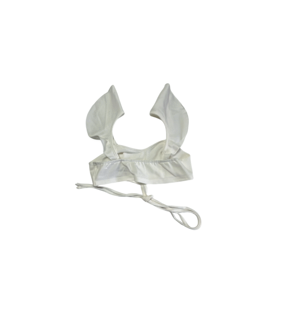 SHEIN Women’s White Ruffle Strap Crop Top – Structured Tie-Back Bustier, Size XS