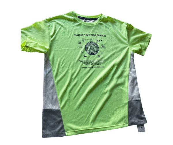 LEFTIES Kids' "Always Take Your Chances" Athletic Tee - Neon Green & Grey, Size 9-10Y