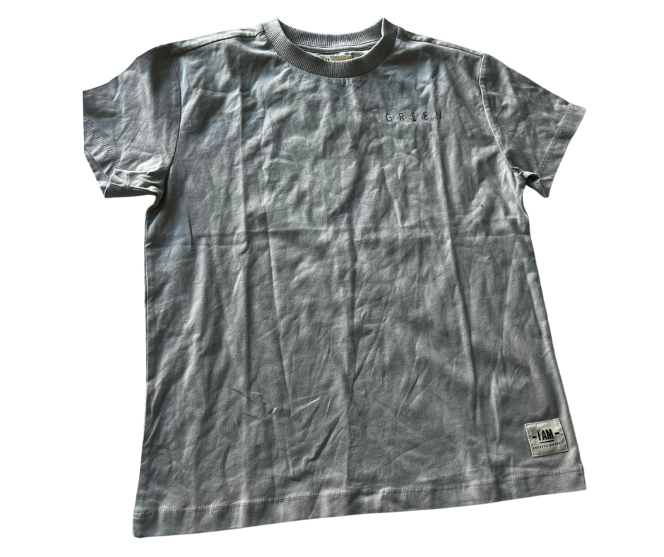 JBC Kids' "GREEN" Minimalist Grey T-Shirt with "I AM" Detail