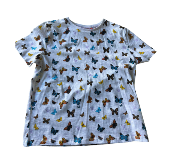 JBC Kids' White Butterfly Print T-Shirt - Colorful All-Over Pattern