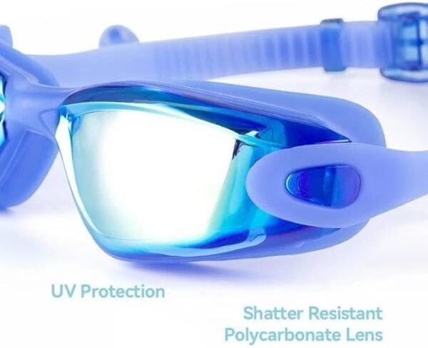 Logifirst Mirrored Anti-Fog UV Protection Swimming Goggles - Blue
