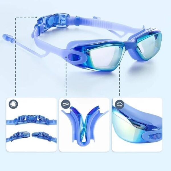 Logifirst Mirrored Anti-Fog UV Protection Swimming Goggles - Blue