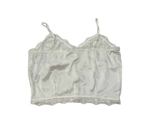 DAZY White Lace Trim Pearl Button Cami Top - Size M