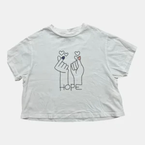 Nour & Fatma Hand Heart Hope Graphic T-Shirt - White, Youth Size 10