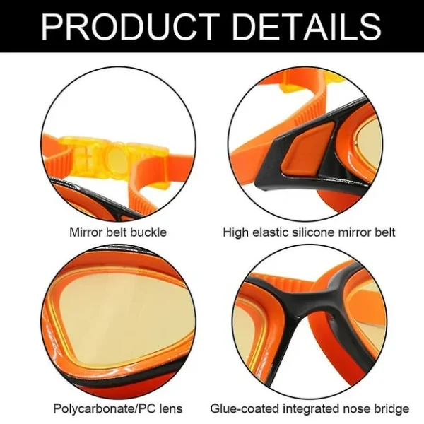 Logifirst Anti-Fog UV Protection Swimming Goggles - Orange & Black