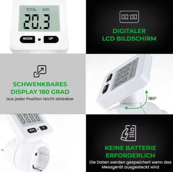 Silver Crest Energy Meter Plug - Digital Power Consumption Monitor