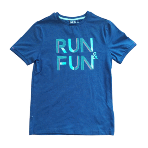 K3 Kids' RUN & FUN Graphic T-Shirt - Blue, Size for 9 Years
