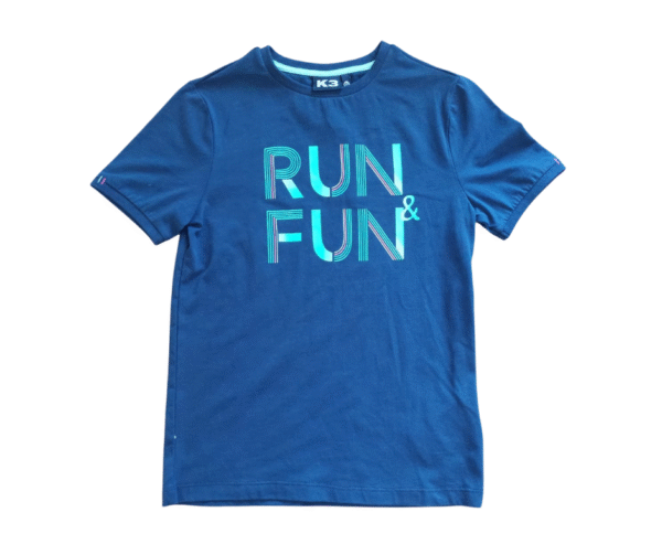 K3 Kids' RUN & FUN Graphic T-Shirt - Blue, Size for 9 Years
