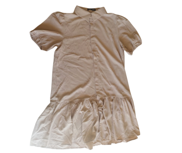 SHEIN Women's Beige Ruffled Hem Shirt Dress - Size M