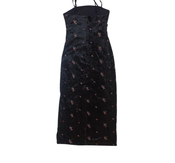 LOGIFIRST Women's Black Floral Embroidered Maxi Dress - Size S