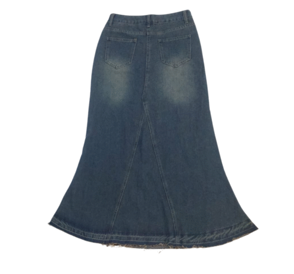 Women's Blue Denim Mermaid Maxi Skirt - Jeans Style - Size L