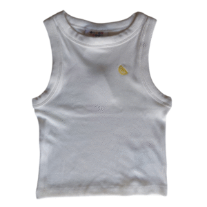 FISH&CHIPS Junior White Ribbed Tank Top with Lemon Embroidery - Size 11-12 Years