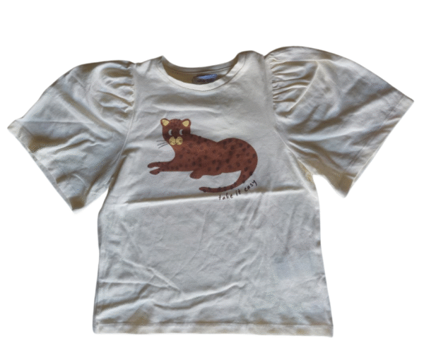 MILLA STAR Kid's Cream "Take it Easy" Leopard Print T-Shirt - Size 6-7 Years