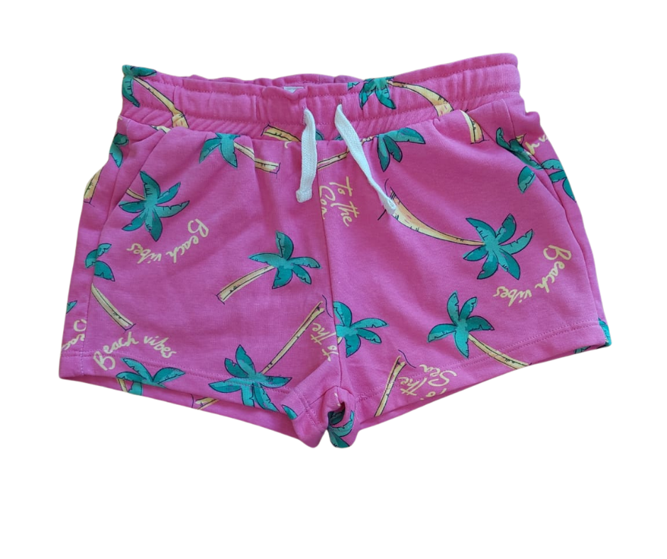 Lefties Kids' Pink Palm Tree Beach Vibes Shorts - Size for 9-10 Years