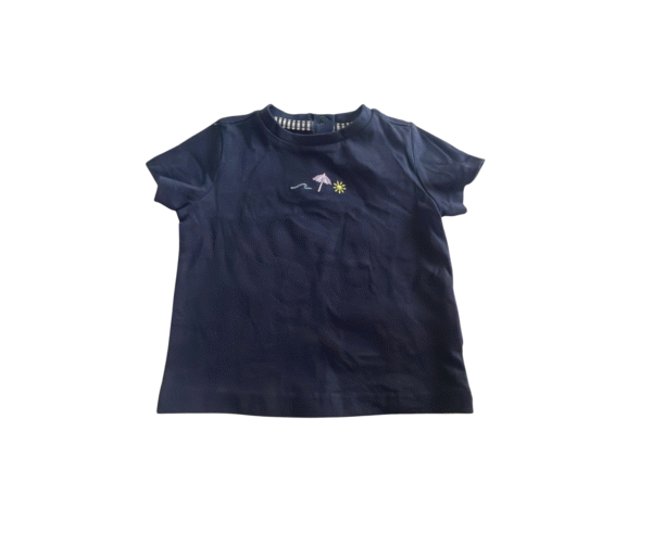 JBC Baby Girls' Embroidered Beach-Themed Navy T-Shirt - Size 68