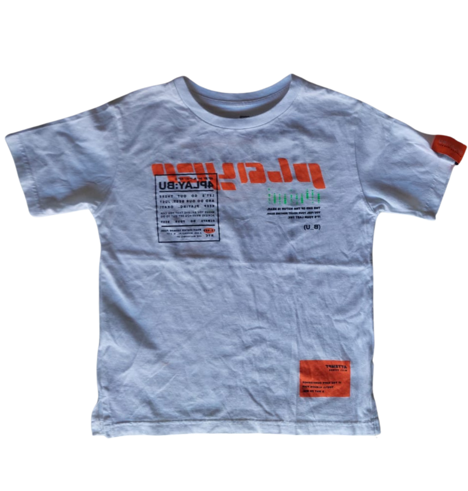 Lefties Kids' White Graphic T-Shirt - PLAY Print, Casual Wear