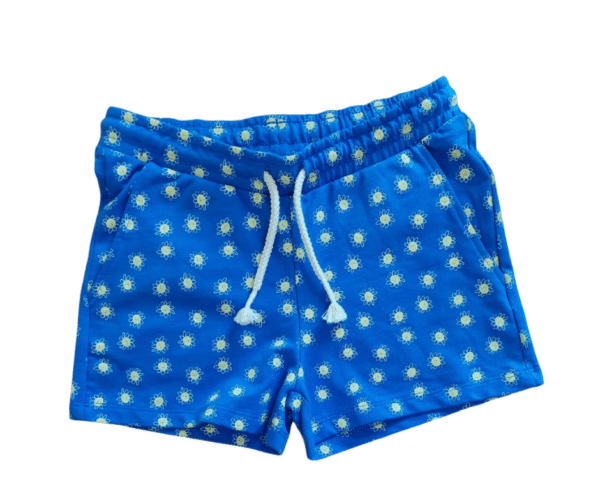 BESTies Kids' Blue Sun Print Shorts - Drawstring Waist, Size for 7-8 Years