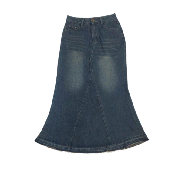 Women's Blue Denim Mermaid Maxi Skirt - Jeans Style - Size L