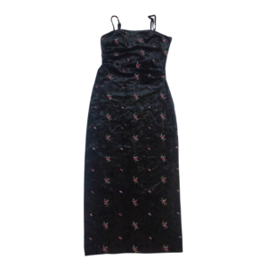 LOGIFIRST Women's Black Floral Embroidered Maxi Dress - Size S