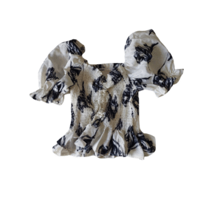 LIUBIAO Women's Floral Smocked Puff Sleeve Top - Size S