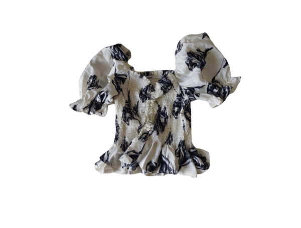 LIUBIAO Women's Floral Smocked Puff Sleeve Top - Size S