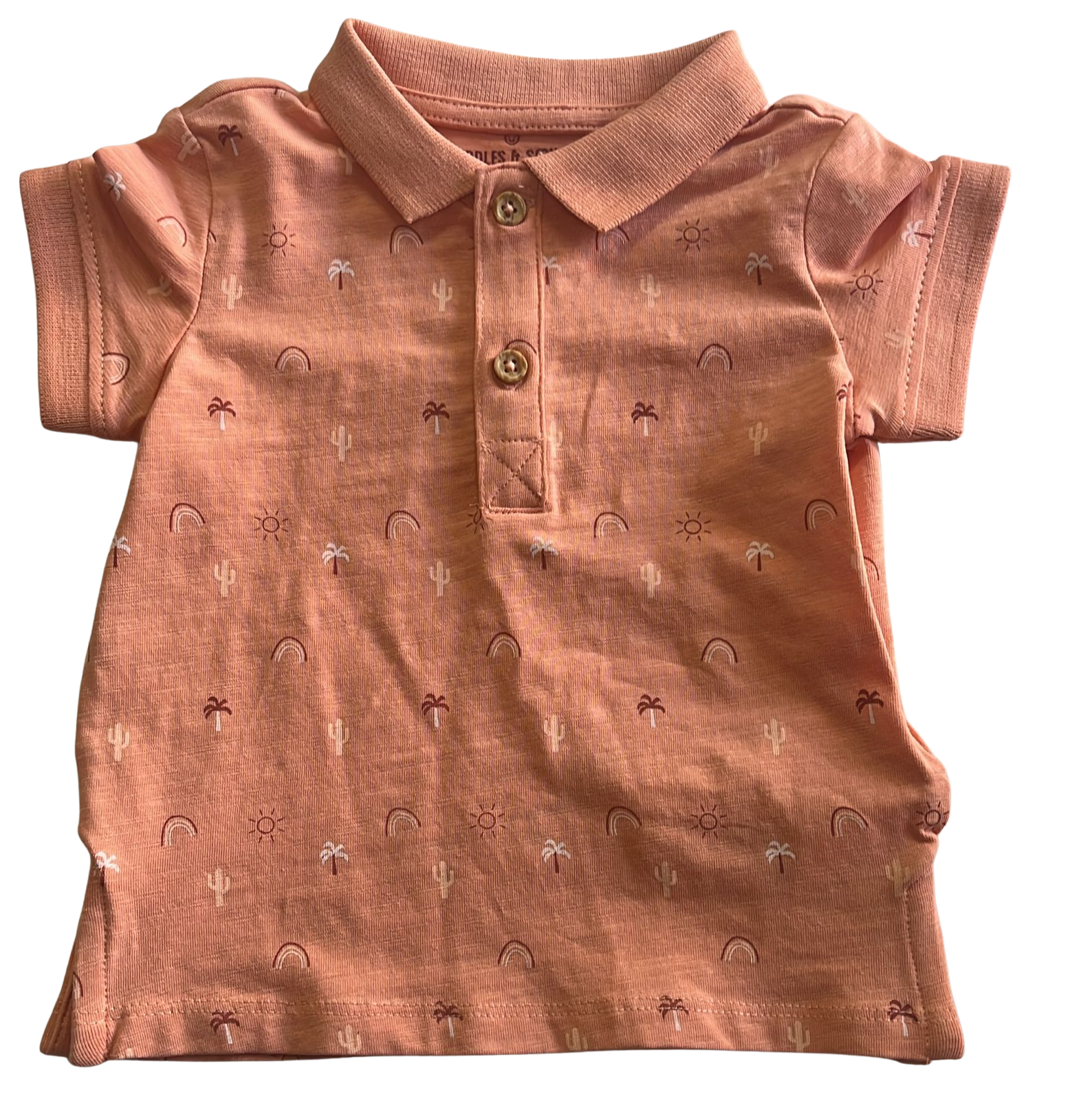 Cuddles&Smiles Baby Polo Shirt – Soft Cotton Printed Short Sleeve Top, Size 74 (6–9 Months)